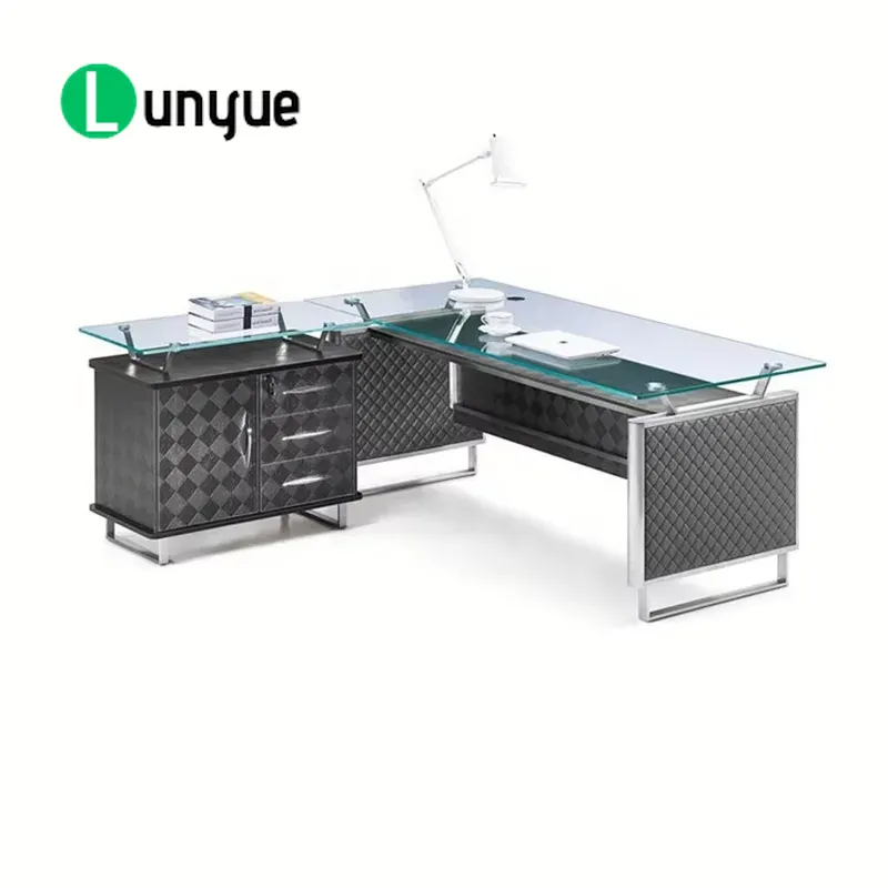 Office Tech Furniture - Modern Glass Executive Office Desk Computer