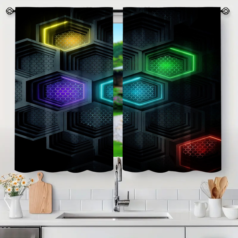 2pcs Modern Geometric Curtains - Office Print Tech review and price