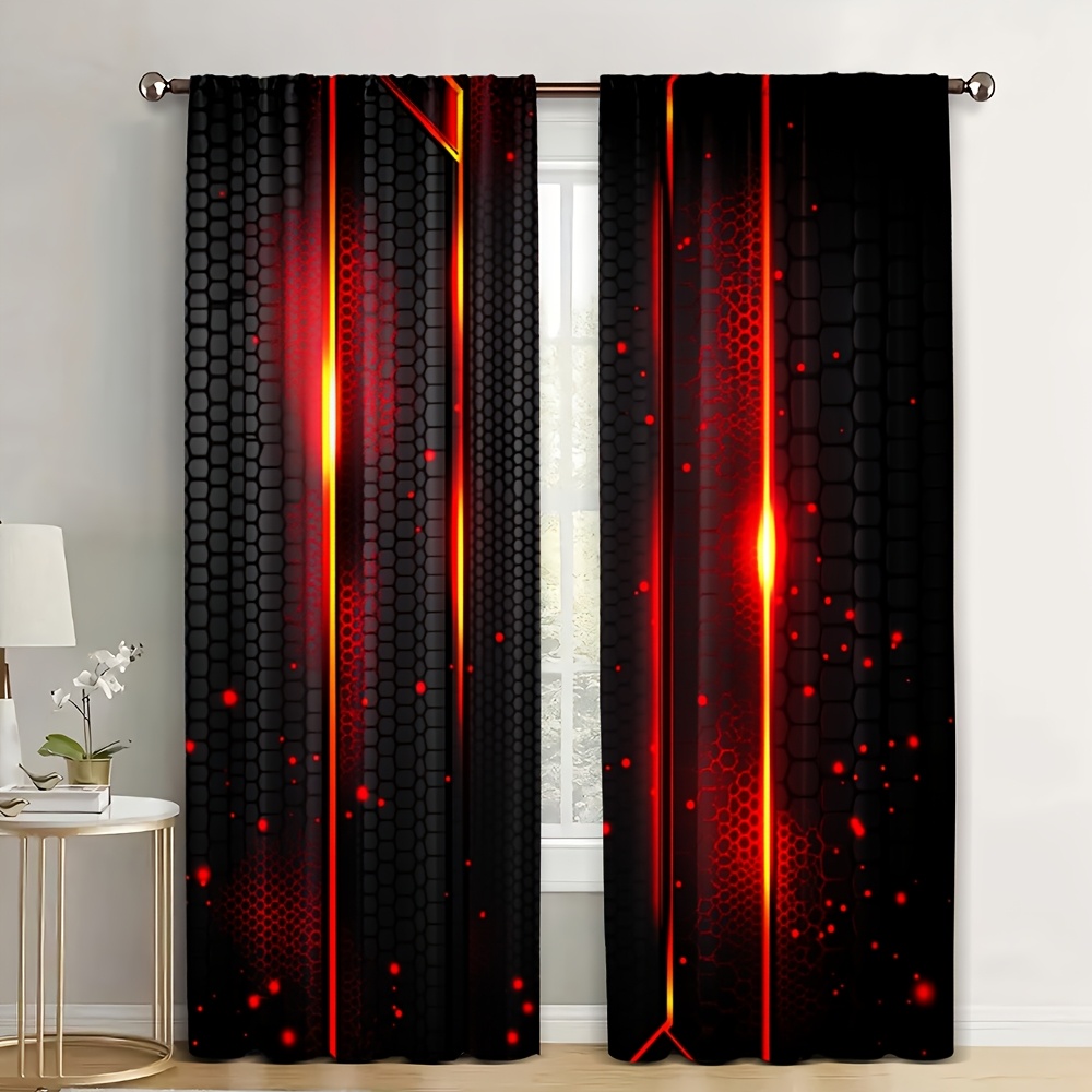 2pcs Lava Curtains Black Red C - Office Print Tech review and price