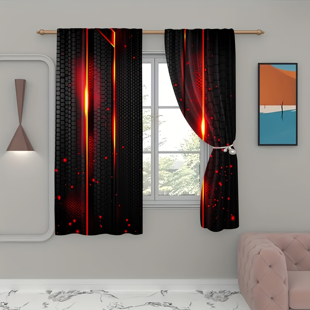 2pcs Lava Curtains Black Red C - Office Print Tech review and price