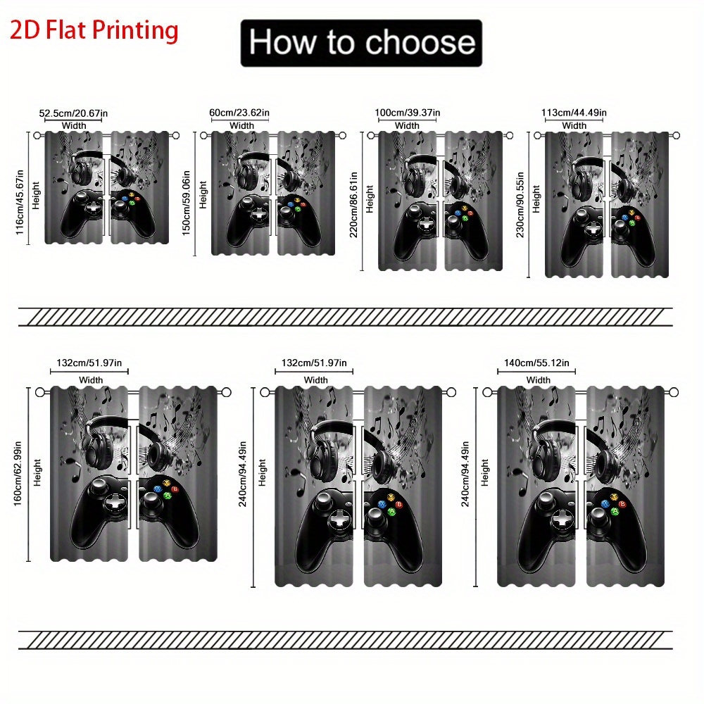 2pcs Game Controller Curtains  - Office Print Tech review and price